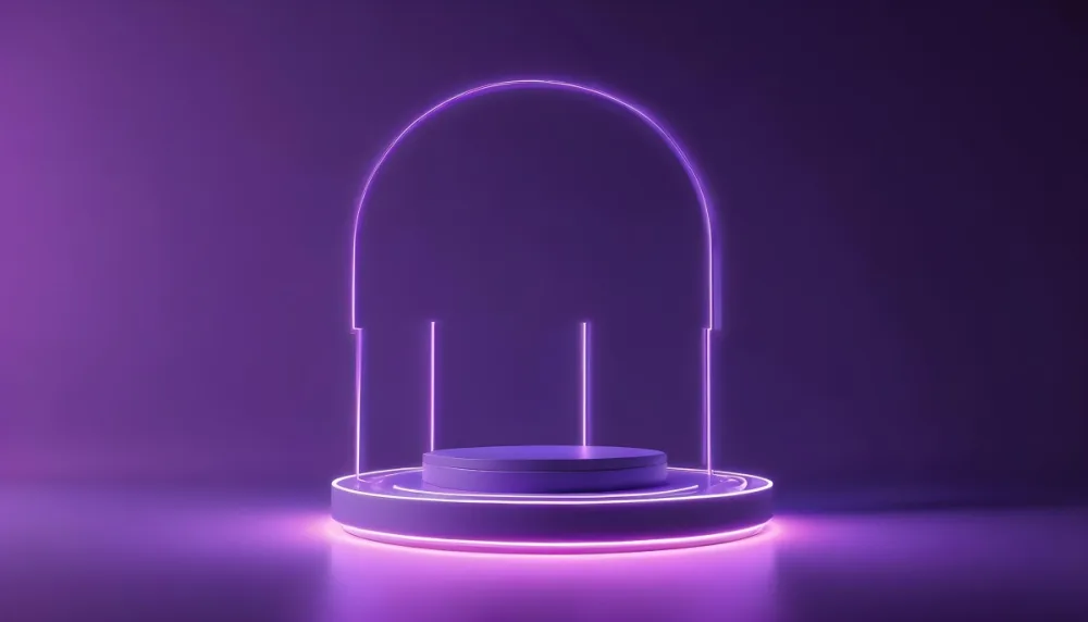 A Purple Podium With A Neon Light Strip Around It Product Display Simple Background Minimalist Studio Lighting High Resolution 24 3046