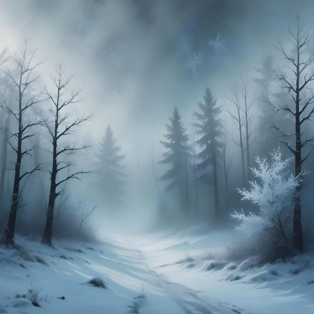 A Snowy Or Icy Background With A Light Blue Gray Color And A Slightly Textured Mottled Appearance Surrounded By A Forest Under A Bright Sunny Sky With Soft Falling Snowflakes 123 81e5