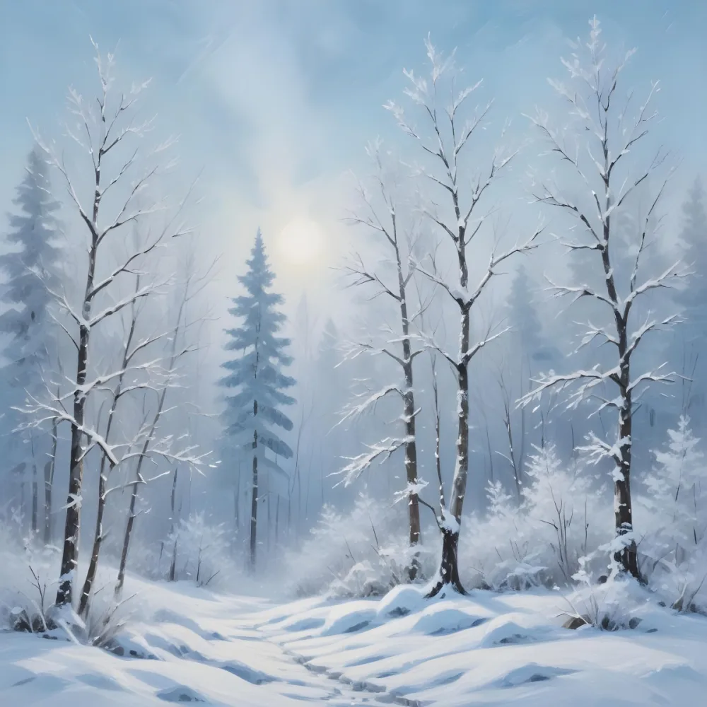 A Snowy Or Icy Background With A Light Blue Gray Color And A Slightly Textured Mottled Appearance Surrounded By A Forest Under A Bright Sunny Sky With Soft Falling Snowflakes 40 Ccce
