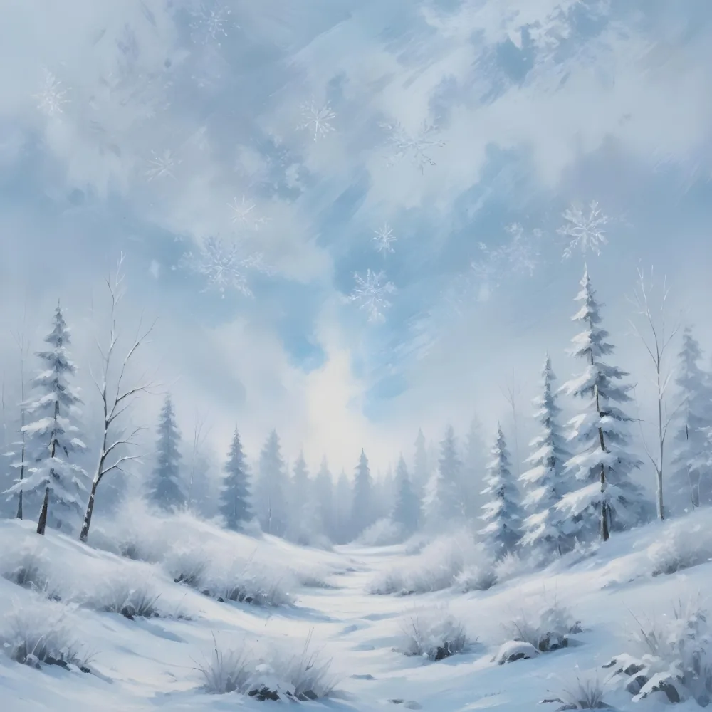 A Snowy Or Icy Background With A Light Blue Gray Color And A Slightly Textured Mottled Appearance Surrounded By A Forest Under A Bright Sunny Sky With Soft Falling Snowflakes 93 Ae34