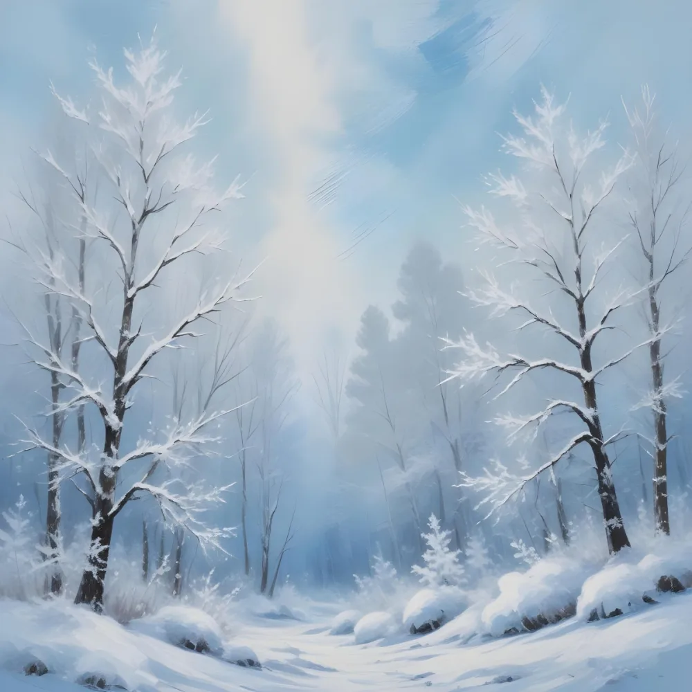A Snowy Or Icy Background With A Light Blue Gray Color And A Slightly Textured Mottled Appearance Surrounded By A Forest Under A Bright Sunny Sky With Soft Falling Snowflakes 95 Cea3