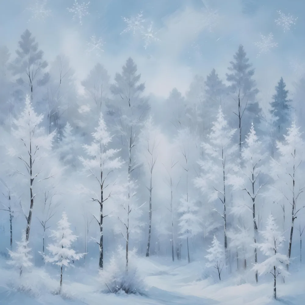A Snowy Or Icy Background With A Light Blue Gray Color And A Slightly Textured Mottled Appearance Surrounded By A Forest Under A Bright Sunny Sky With Soft Falling Snowflakes 96 D4f5