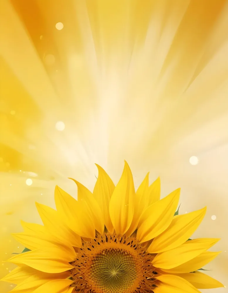 A Sunflower With Yellow Petals And A Yellow Center Bright Yellow Background With Bokeh Effect And Light Rays 6 C8f0