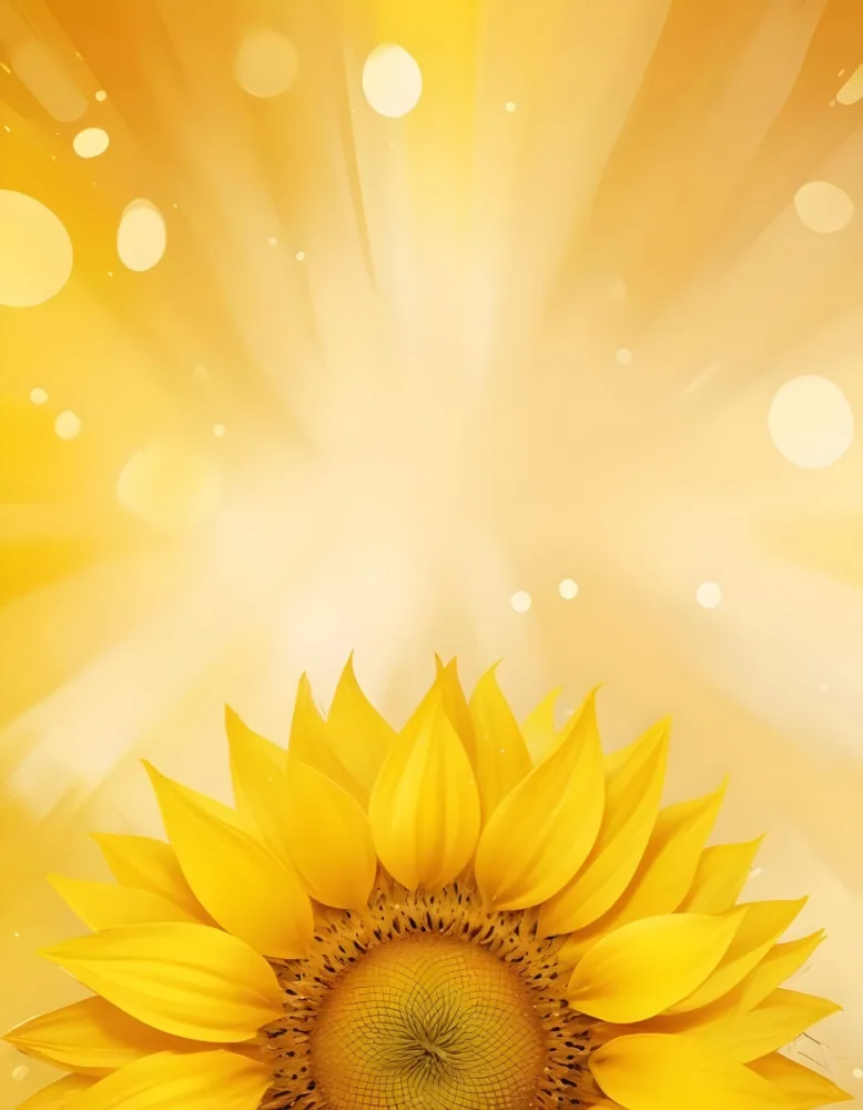A Sunflower With Yellow Petals And A Yellow Center Bright Yellow Background With Bokeh Effect And Light Rays 8 3083