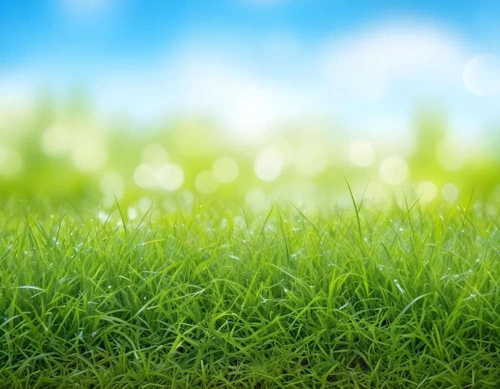 A Vibrant Green Grass Field Under A Clear Blue Sky With Bokeh Effect Creating A Dreamy And Bright Outdoor Scene 7 6ff6