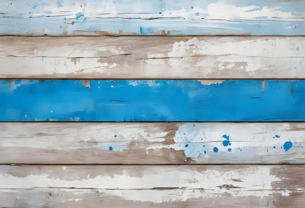 A Weathered Wooden Surface With Peeling White And Blue Paint Horizontal Planks Rustic Texture Aged Appearance Vintage Charm 16 F28f