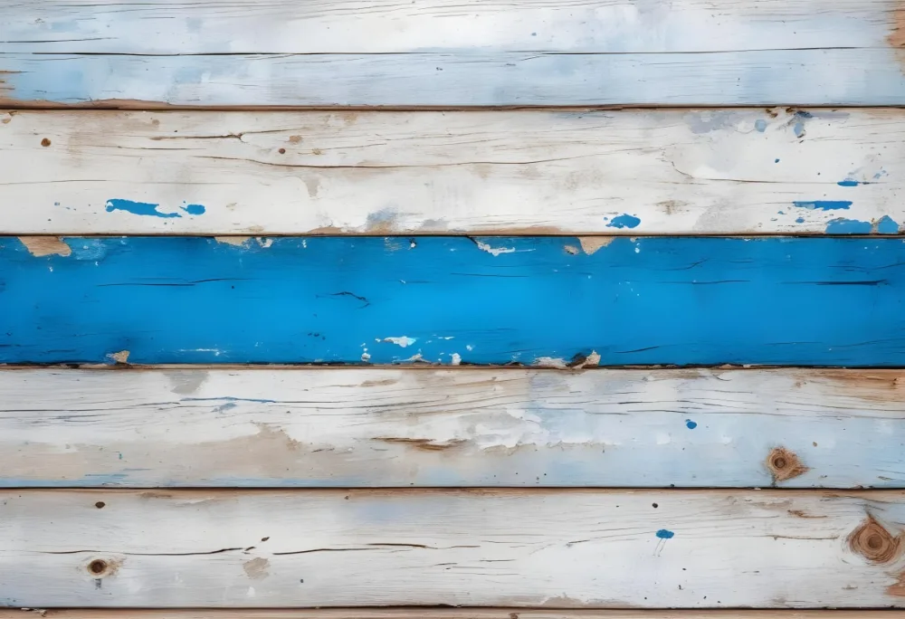 A Weathered Wooden Surface With Peeling White And Blue Paint Horizontal Planks Rustic Texture Aged Appearance Vintage Charm 20 1324