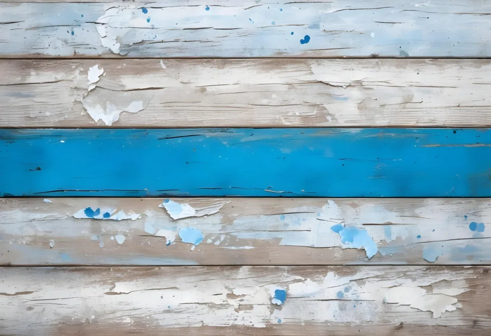 A Weathered Wooden Surface With Peeling White And Blue Paint Horizontal Planks Rustic Texture Aged Appearance Vintage Charm 4 7dbe