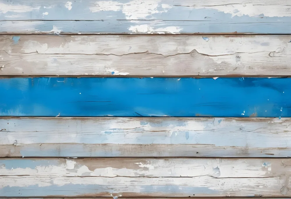 A Weathered Wooden Surface With Peeling White And Blue Paint Horizontal Planks Rustic Texture Aged Appearance Vintage Charm 6 4515
