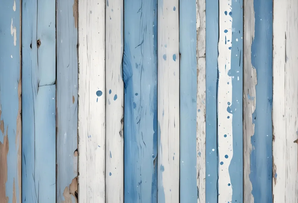 A Weathered Wooden Surface With Peeling White And Blue Paint Horizontal Planks Rustic Texture Aged Appearance Vintage Charm 8 0323