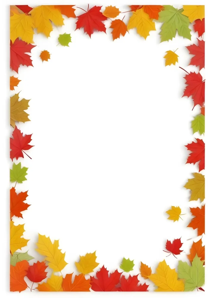 A White Background Framed With Various Autumn Leaves In Shades Of Red Creating A Decorative Border Of Maple Leaves 1 3235