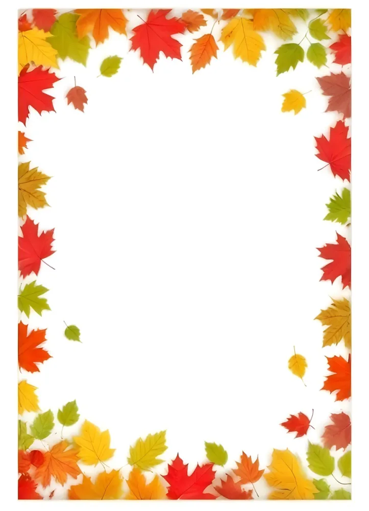 A White Background Framed With Various Autumn Leaves In Shades Of Red Creating A Decorative Border Of Maple Leaves 36 Abf3