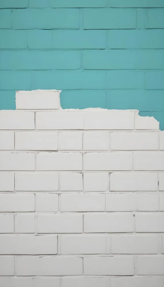 A White Brick Wall With A Teal Blue Background 6