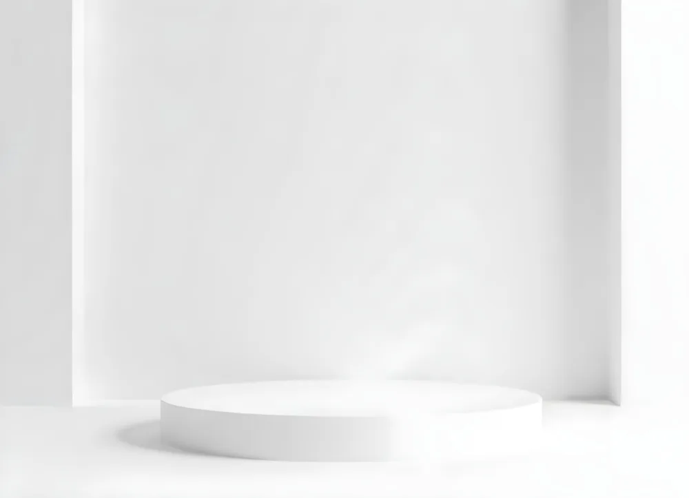 A White Podium On A White Surface The Background Is A White Wall Studio Shot 9 Ed65