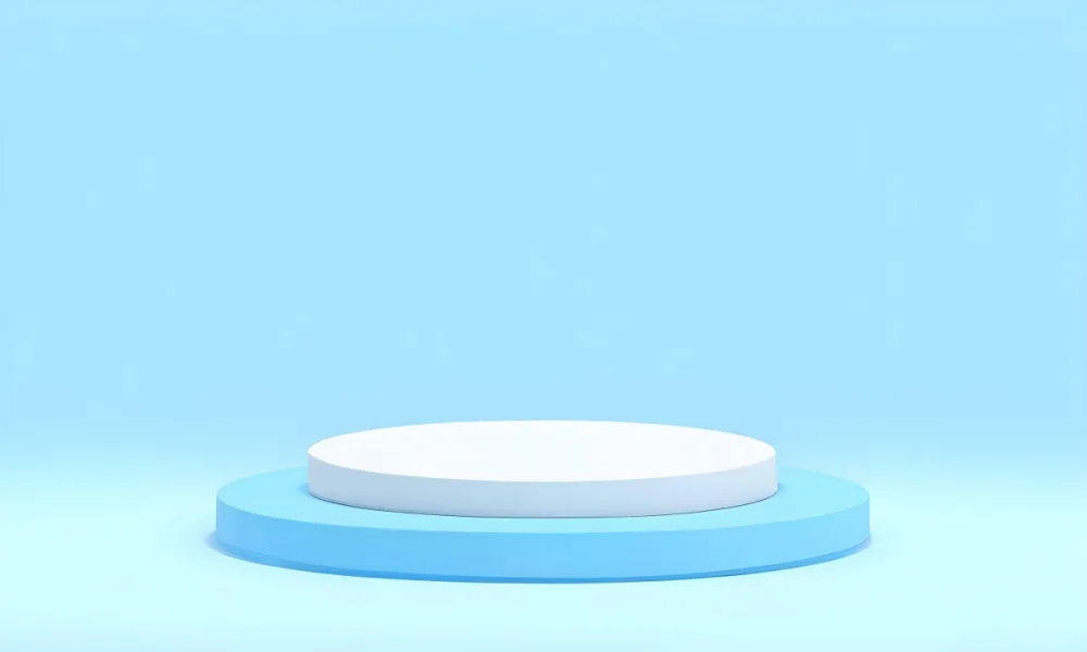 A White Round Platform On A Blue Round Base Light Blue Background 14 3c2a