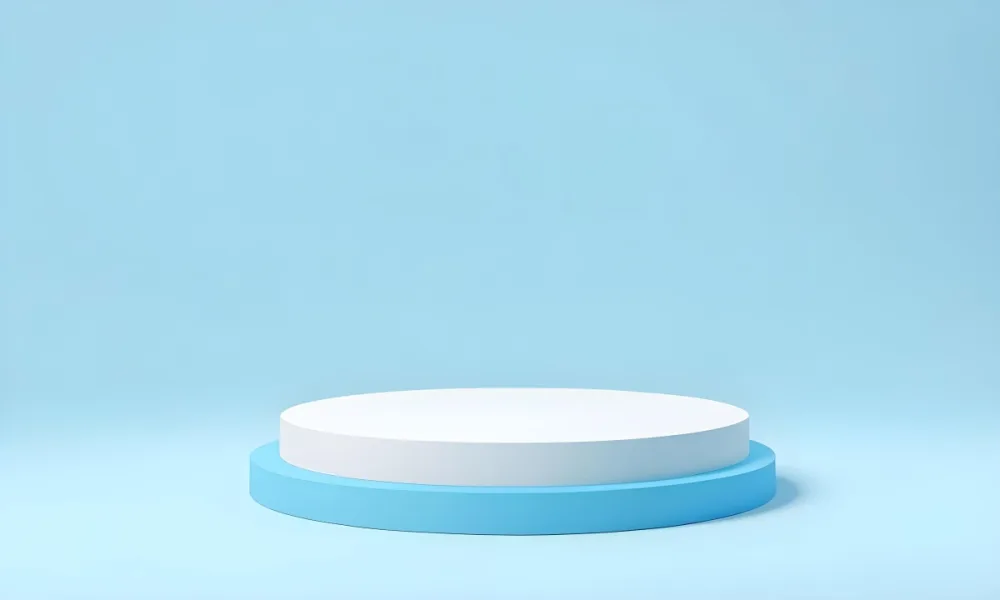 A White Round Platform On A Blue Round Base Light Blue Background 15 D9e9