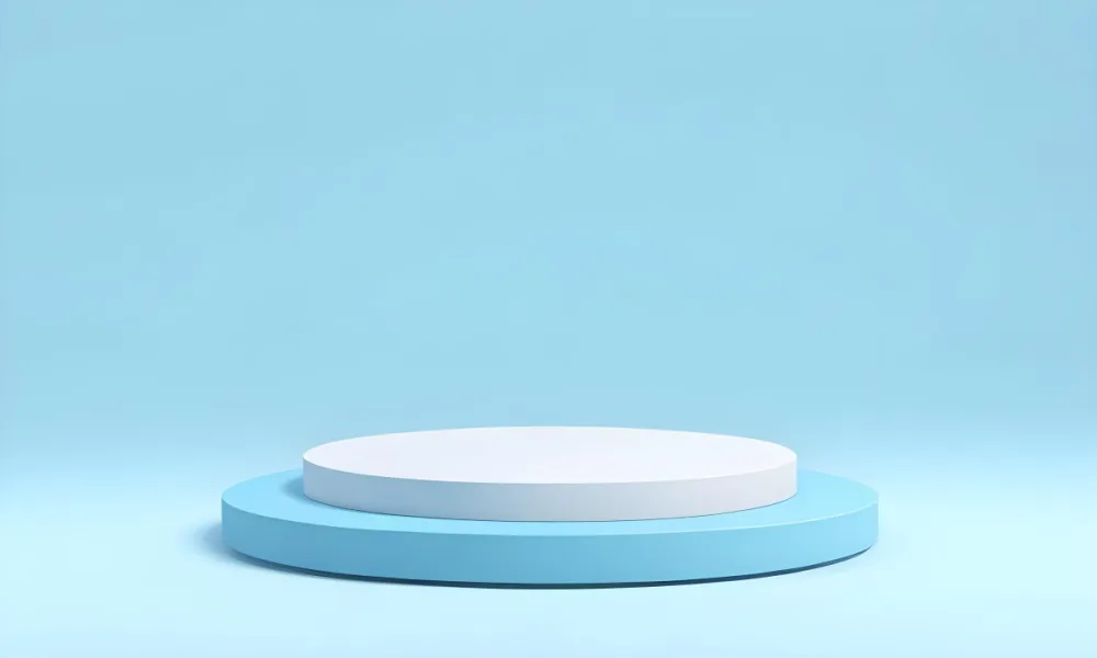 A White Round Platform On A Blue Round Base Light Blue Background 18 E3d2