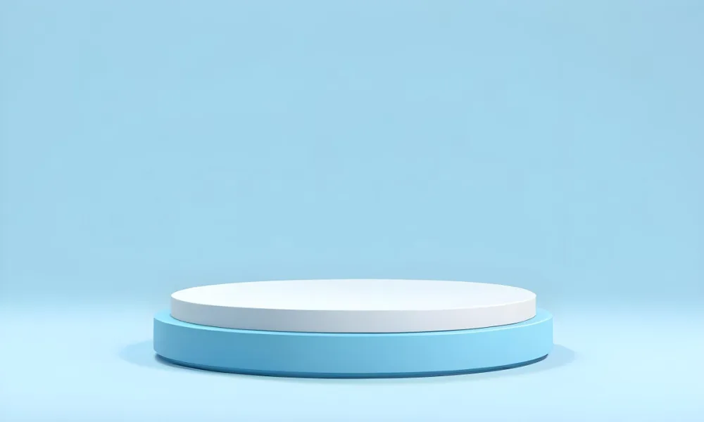 A White Round Platform On A Blue Round Base Light Blue Background 19 2d52