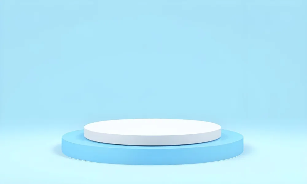 A White Round Platform On A Blue Round Base Light Blue Background 32 C217