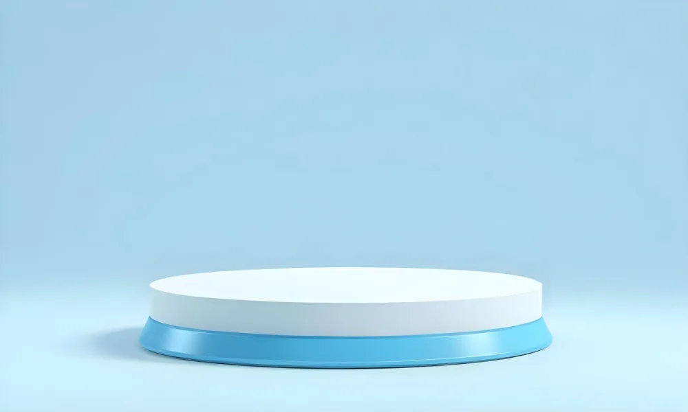 A White Round Platform On A Blue Round Base Light Blue Background 33 6b54