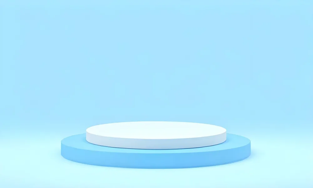 A White Round Platform On A Blue Round Base Light Blue Background 35 Ea42