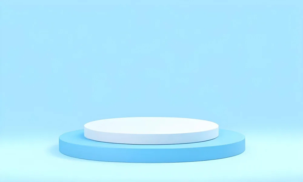 A White Round Platform On A Blue Round Base Light Blue Background 36 Ca4d