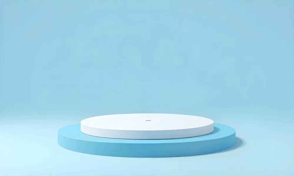 A White Round Platform On A Blue Round Base Light Blue Background 5 3cb4