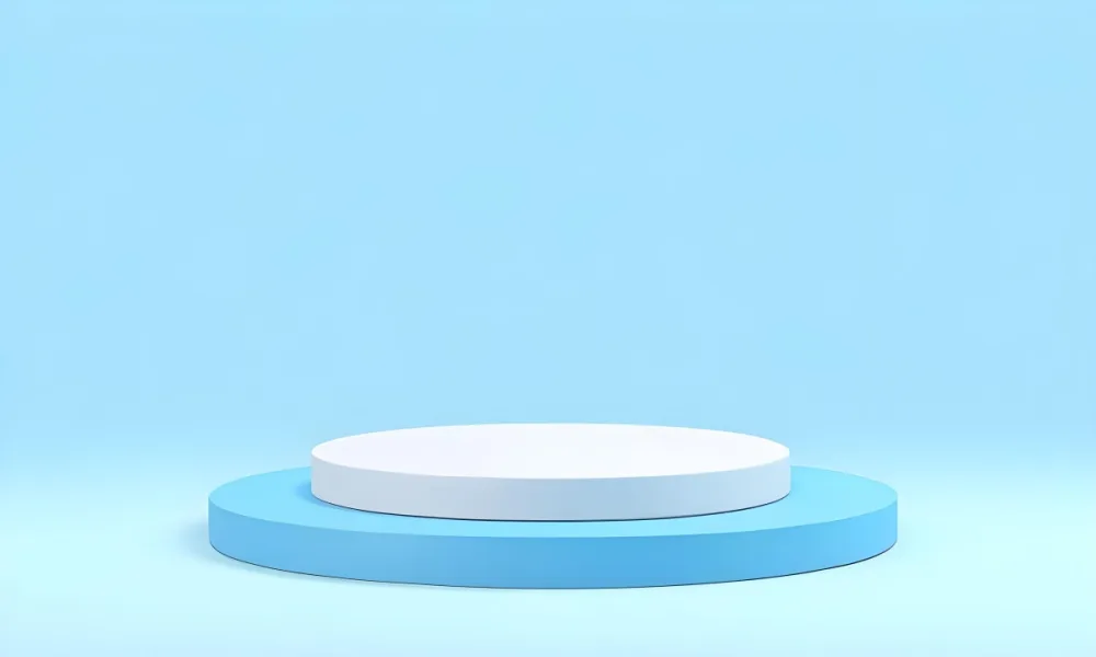 A White Round Platform On A Blue Round Base Light Blue Background 6 2f07