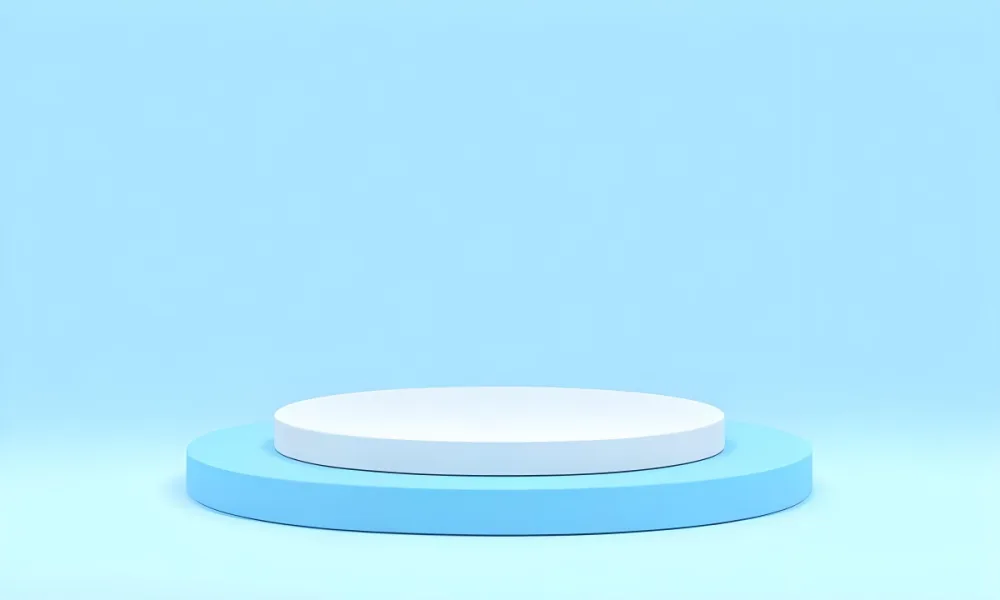 A White Round Platform On A Blue Round Base Light Blue Background 9 1cf7