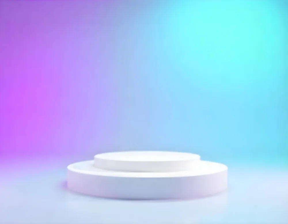 A White Round Podium With Two Levels Gradient Background With Purple And Cyan Colors Product Display Studio Shot Clean And Minimalist Design 12 73d1