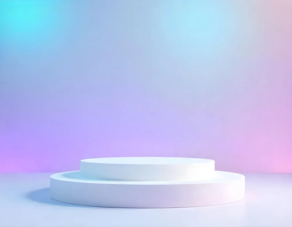 A White Round Podium With Two Levels Gradient Background With Purple And Cyan Colors Product Display Studio Shot Clean And Minimalist Design 19 Acc2