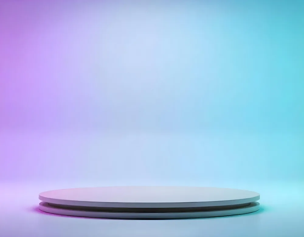 A White Round Podium With Two Levels Gradient Background With Purple And Cyan Colors Product Display Studio Shot Clean And Minimalist Design 4 4ea6