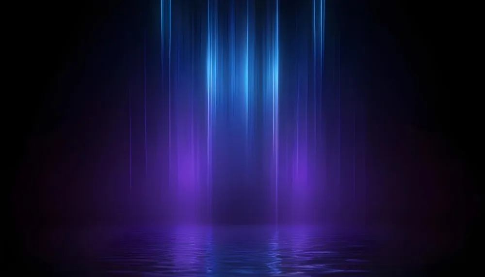 Abstract Background With Vertical Blue And Purple Light Streaks With A Water Reflection Effect At The Bottom Creating A Dynamic And Vibrant Composition 10 5ece