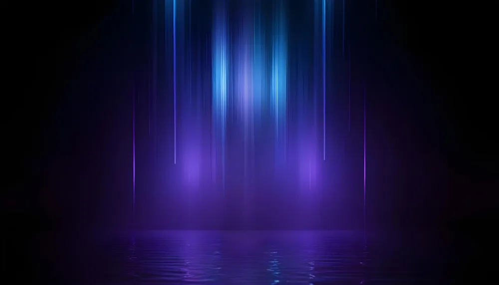 Abstract Background With Vertical Blue And Purple Light Streaks With A Water Reflection Effect At The Bottom Creating A Dynamic And Vibrant Composition 12 Cc39