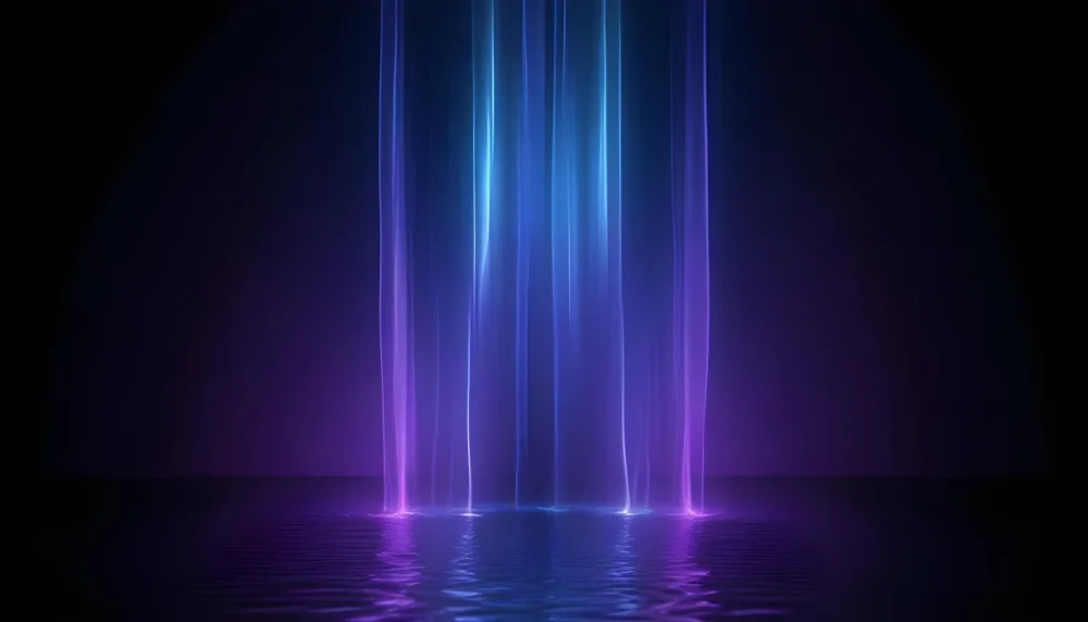 Abstract Background With Vertical Blue And Purple Light Streaks With A Water Reflection Effect At The Bottom Creating A Dynamic And Vibrant Composition 19 403c