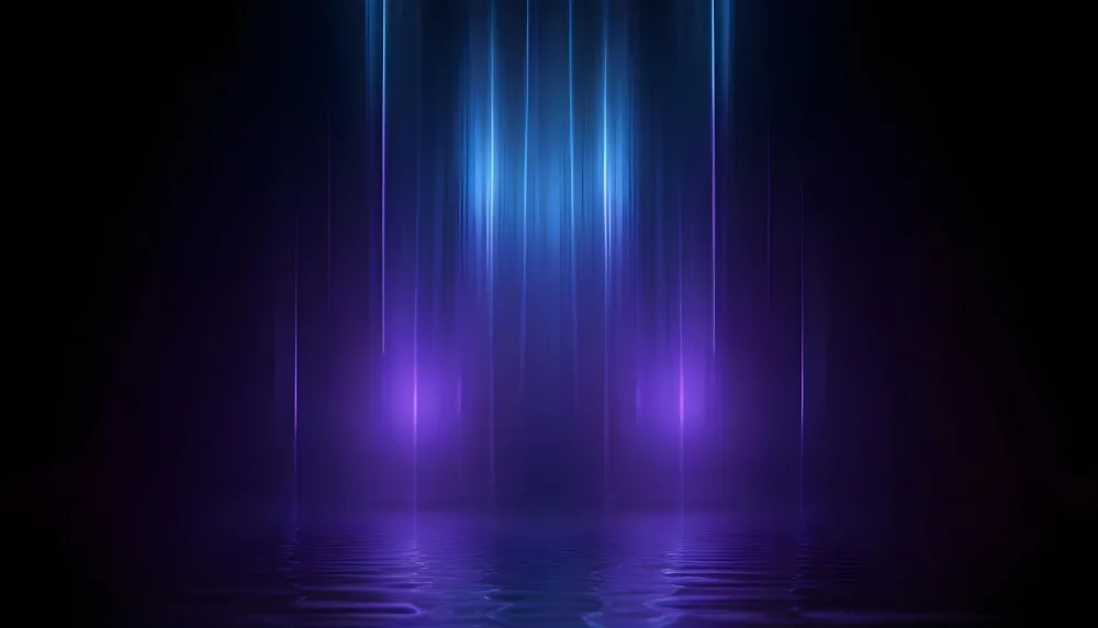 Abstract Background With Vertical Blue And Purple Light Streaks With A Water Reflection Effect At The Bottom Creating A Dynamic And Vibrant Composition 2 4aca