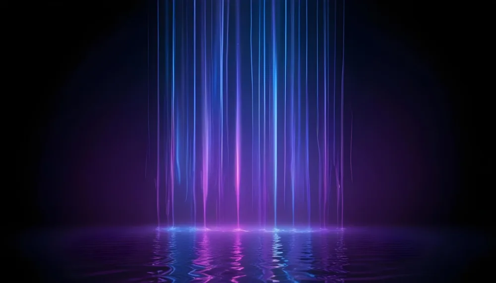 Abstract Background With Vertical Blue And Purple Light Streaks With A Water Reflection Effect At The Bottom Creating A Dynamic And Vibrant Composition 23 3503