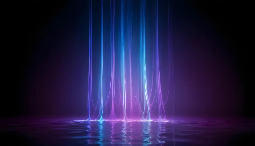 Abstract Background With Vertical Blue And Purple Light Streaks With A Water Reflection Effect At The Bottom Creating A Dynamic And Vibrant Composition 24 Fce2