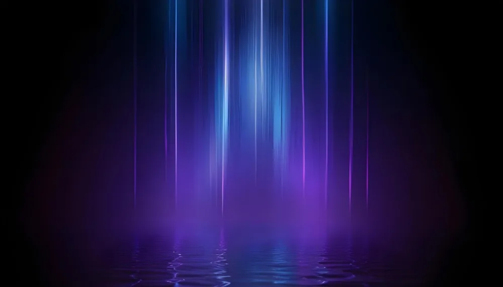 Abstract Background With Vertical Blue And Purple Light Streaks With A Water Reflection Effect At The Bottom Creating A Dynamic And Vibrant Composition 4 Bc06