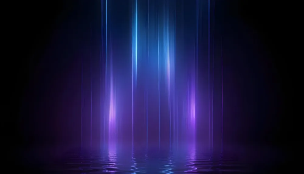 Abstract Background With Vertical Blue And Purple Light Streaks With A Water Reflection Effect At The Bottom Creating A Dynamic And Vibrant Composition 6 9fa9