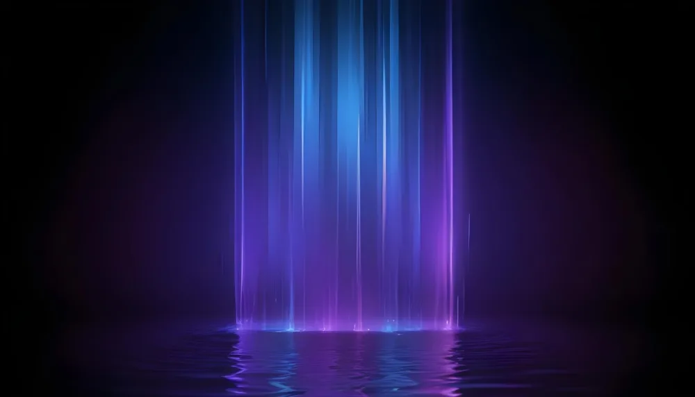Abstract Background With Vertical Blue And Purple Light Streaks With A Water Reflection Effect At The Bottom Creating A Dynamic And Vibrant Composition 7 1e26