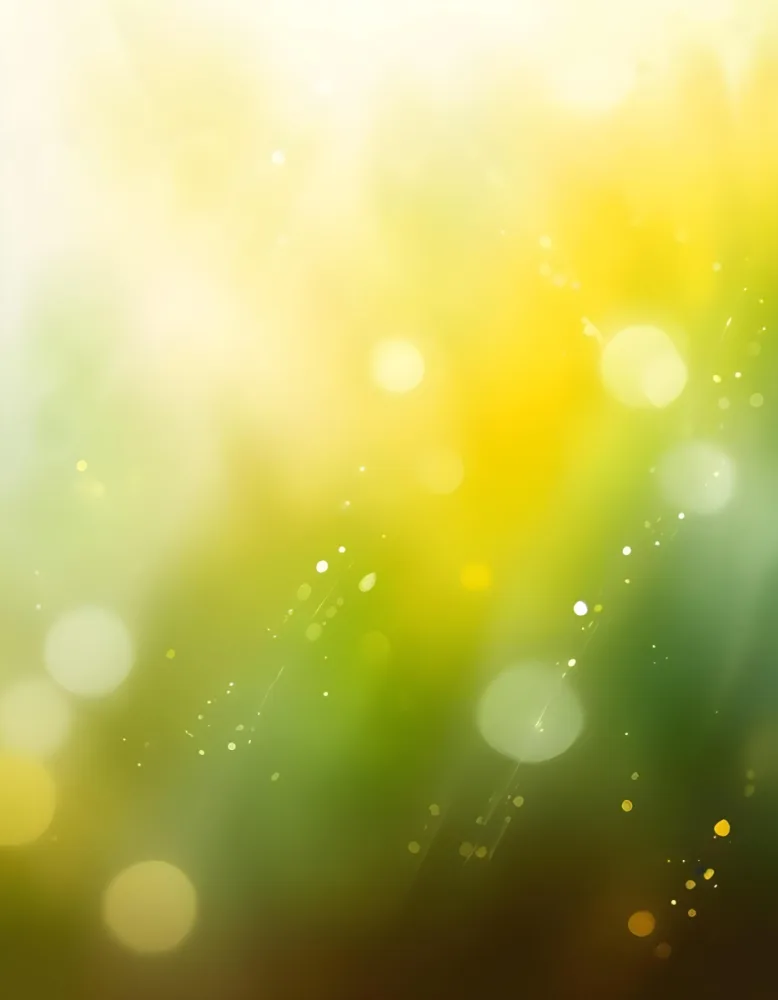 Abstract Background With Yellow And Green Bokeh Lights Creating A Dreamy And Ethereal Atmosphere With Sunlight Streaming From The Top Left Corner 6 E11e