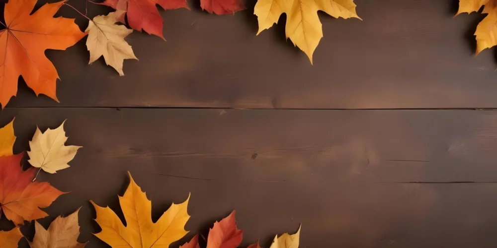 Autumn Leaves On A Rustic Brown Background 29 679c