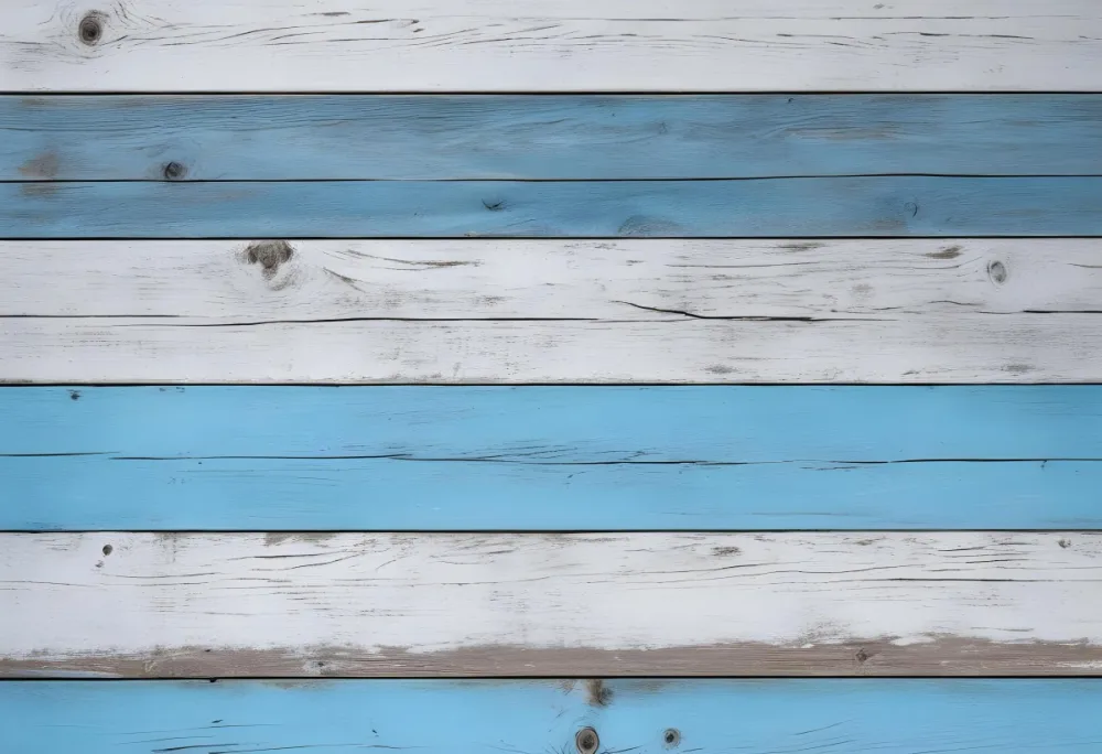 Blue And White Painted Wooden Planks Arranged Horizontally Creating A Rustic And Textured Background With Visible Wood Grain And Weathered Appearance 25 496c
