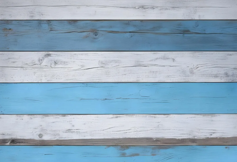 Blue And White Painted Wooden Planks Arranged Horizontally Creating A Rustic And Textured Background With Visible Wood Grain And Weathered Appearance 3 Ca03