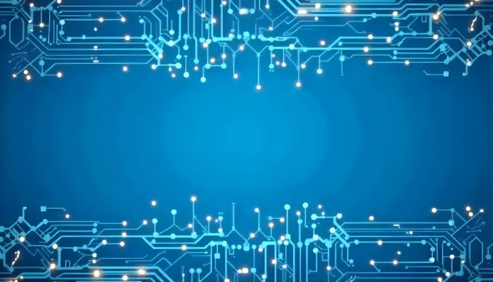 Blue Background With A Circuit Board Pattern The Lines Are White And There Are Small Dots Of Light At The Intersections 38 F8bf