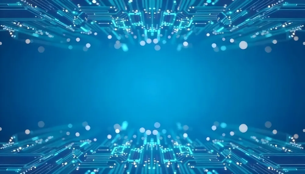 Blue Background With A Circuit Board Pattern The Lines Are White And There Are Small Dots Of Light At The Intersections 4 Ce55