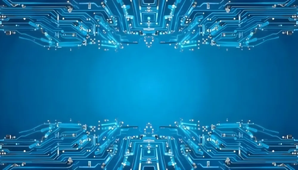 Blue Background With A Circuit Board Pattern The Lines Are White And There Are Small Dots Of Light At The Intersections 9 40f3