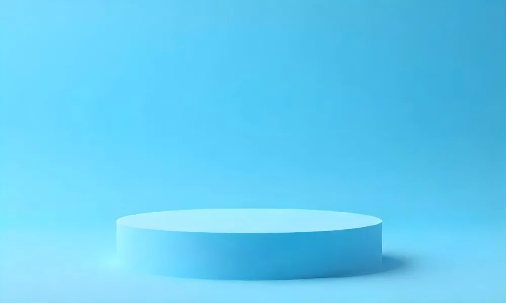 Blue Cylinder Platform Light Blue Background 15 6435