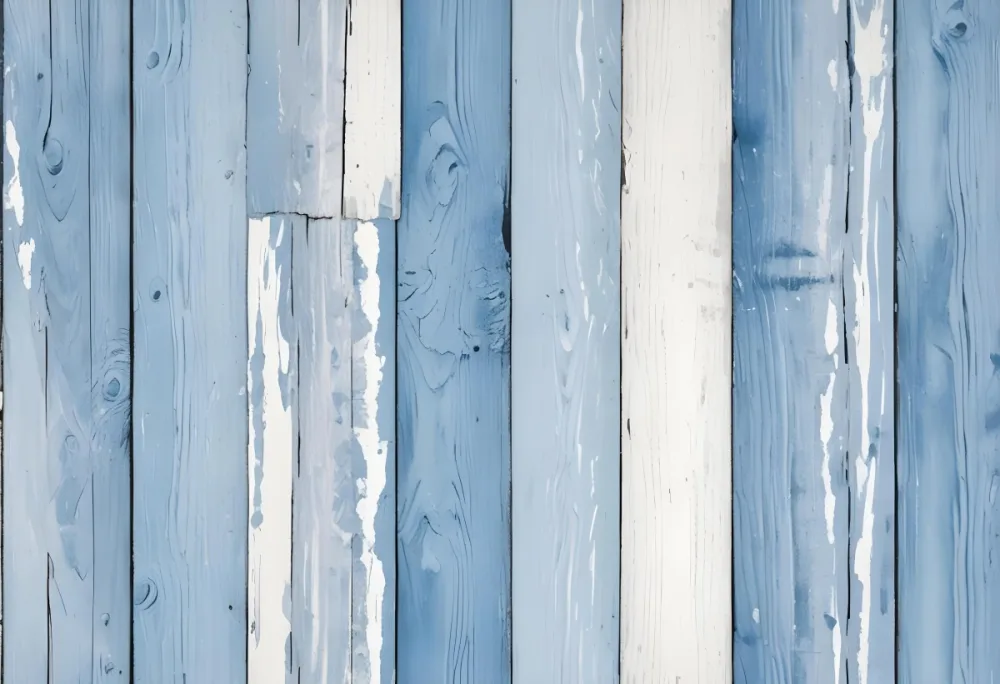 Blue Painted Wooden Planks With Peeling Paint Horizontal Arrangement Weathered Texture Rustic Charm Vintage Aesthetic Close Up Shot Natural Light Aged Appearance 55 0e63